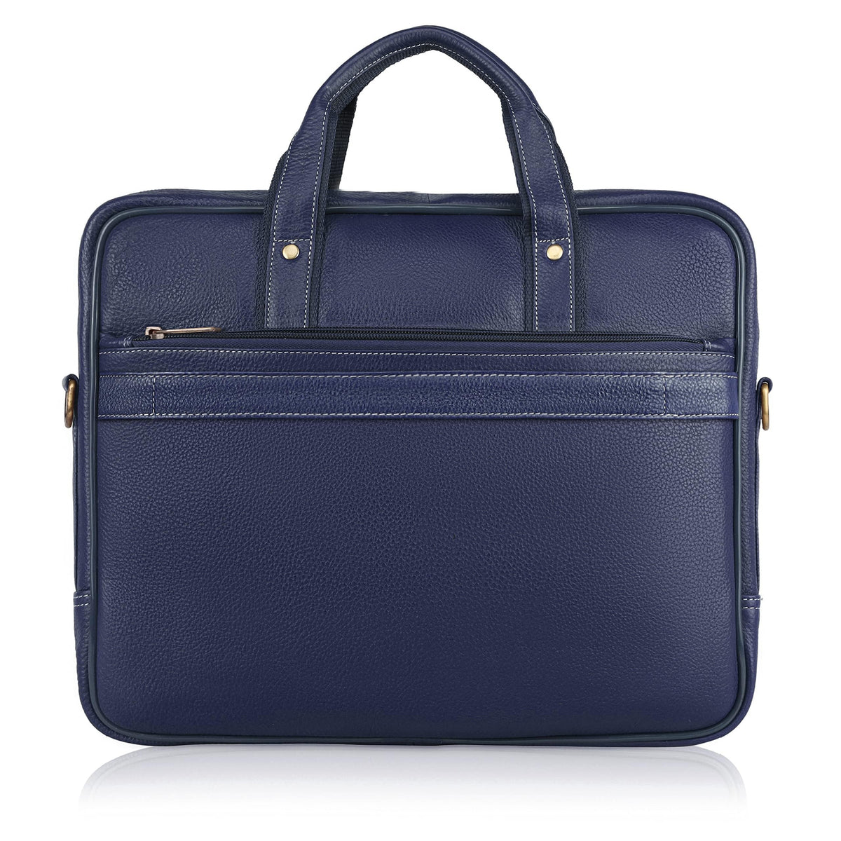 WildHorn Leather Laptop Messenger Bag for Men I Fits Upto 15.6 Inch Laptop/MacBook I Padded Laptop Compartment I Carry Handles with Adjustable Strap I DIMENSION : L-16 inch W-3 inch H-12 inch (Navy)