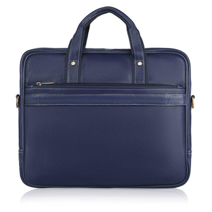 WildHorn Leather Laptop Messenger Bag for Men I Fits Upto 15.6 Inch Laptop/MacBook I Padded Laptop Compartment I Carry Handles with Adjustable Strap I DIMENSION : L-16 inch W-3 inch H-12 inch (Navy)