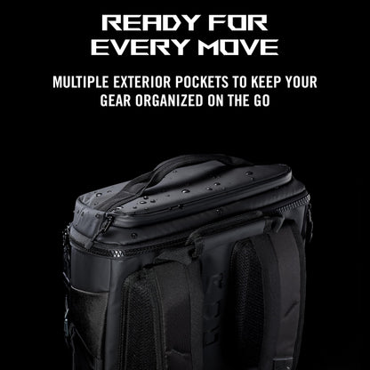 ASUS ROG Ranger BP2701 (2025) Lightweight Gaming Backpack, Spacious storage upto 22L, Ergonomic design, Built-in luggage strap, Adjustable Chest Strap, fits up to a 17-inch laptop, Black, 0.93 kg