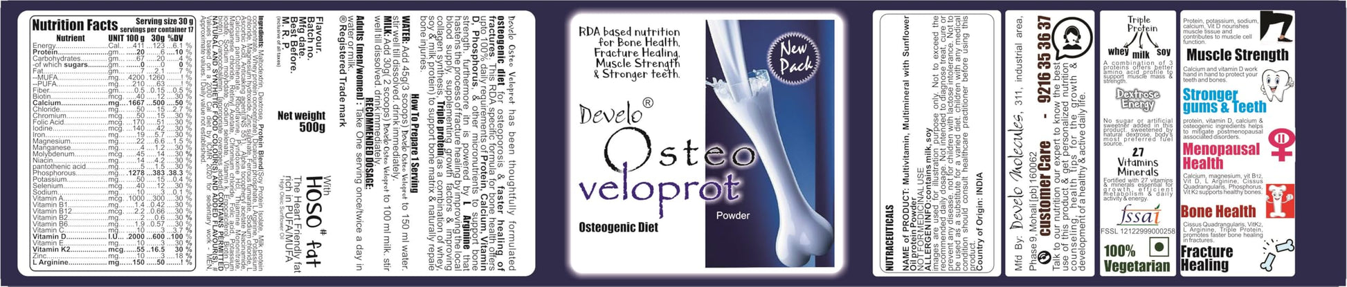 Develo Osteo Veloprot for Bone Health & Quick Fracture Healing - 500 g- image 2