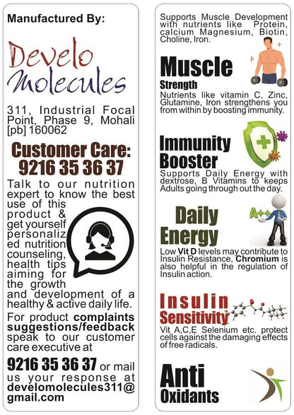 Develo Whey Protein Powder Sugar Free Snack for Diabetes Care - 1kg (Pa- image 4