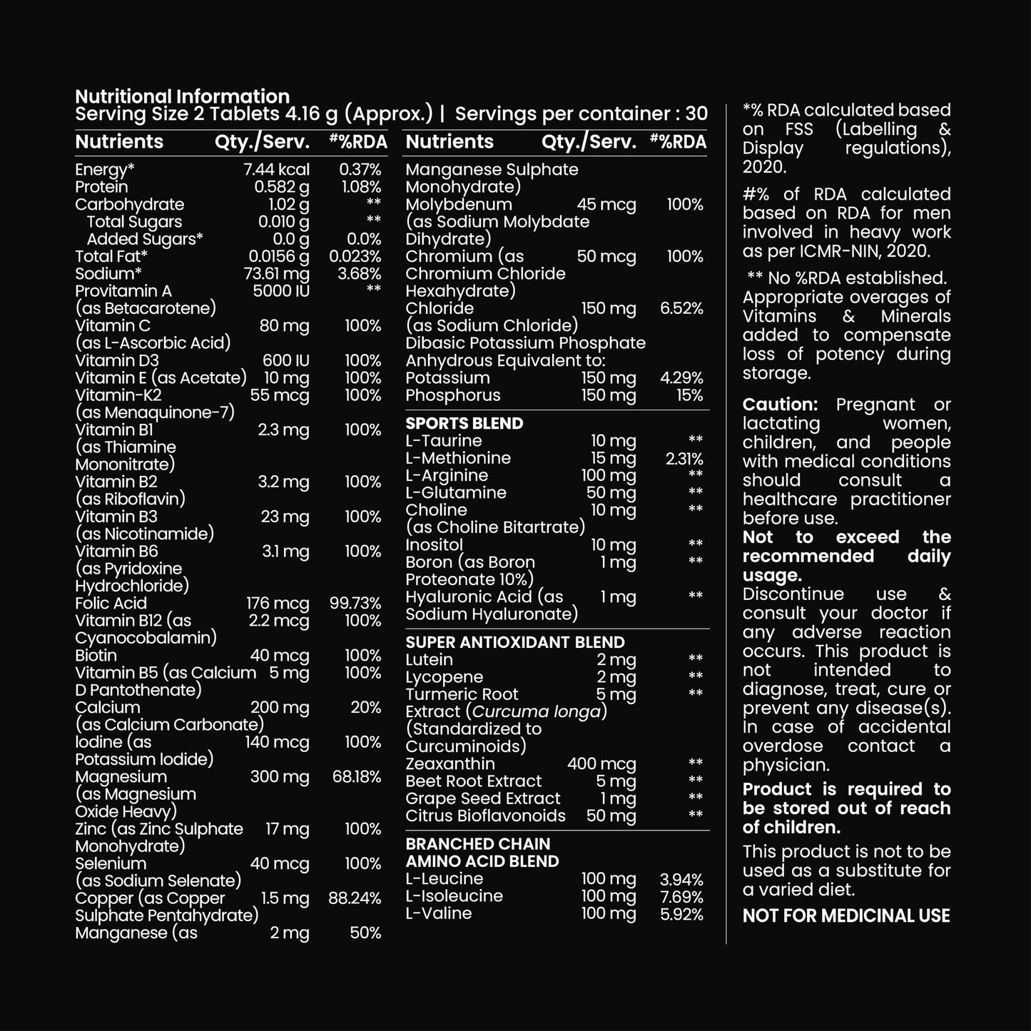 Tata 1mg Sports Multivitamin | With Zinc, Vitamin C, Vitamin D, Calcium and Iron,Supports Energy,Immunity,Performance & Stamina | Pack of 60 Tablets