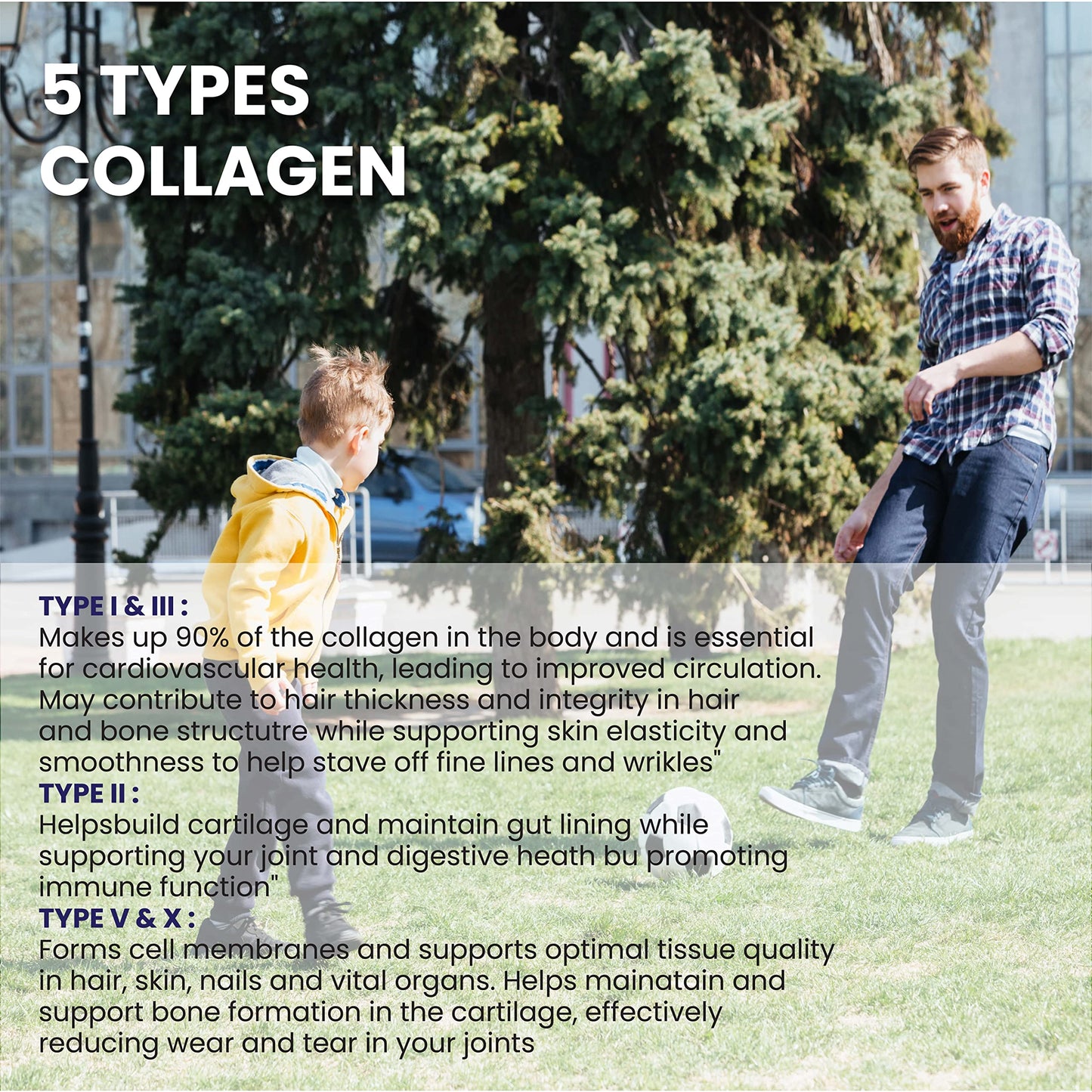 Nutrisage Multi Collagen Peptides Powder -Easy to Dissolve - Type I, II, III, V, X - for Women & Men - Promotes Hair, Skin, Nails, & Joint Health