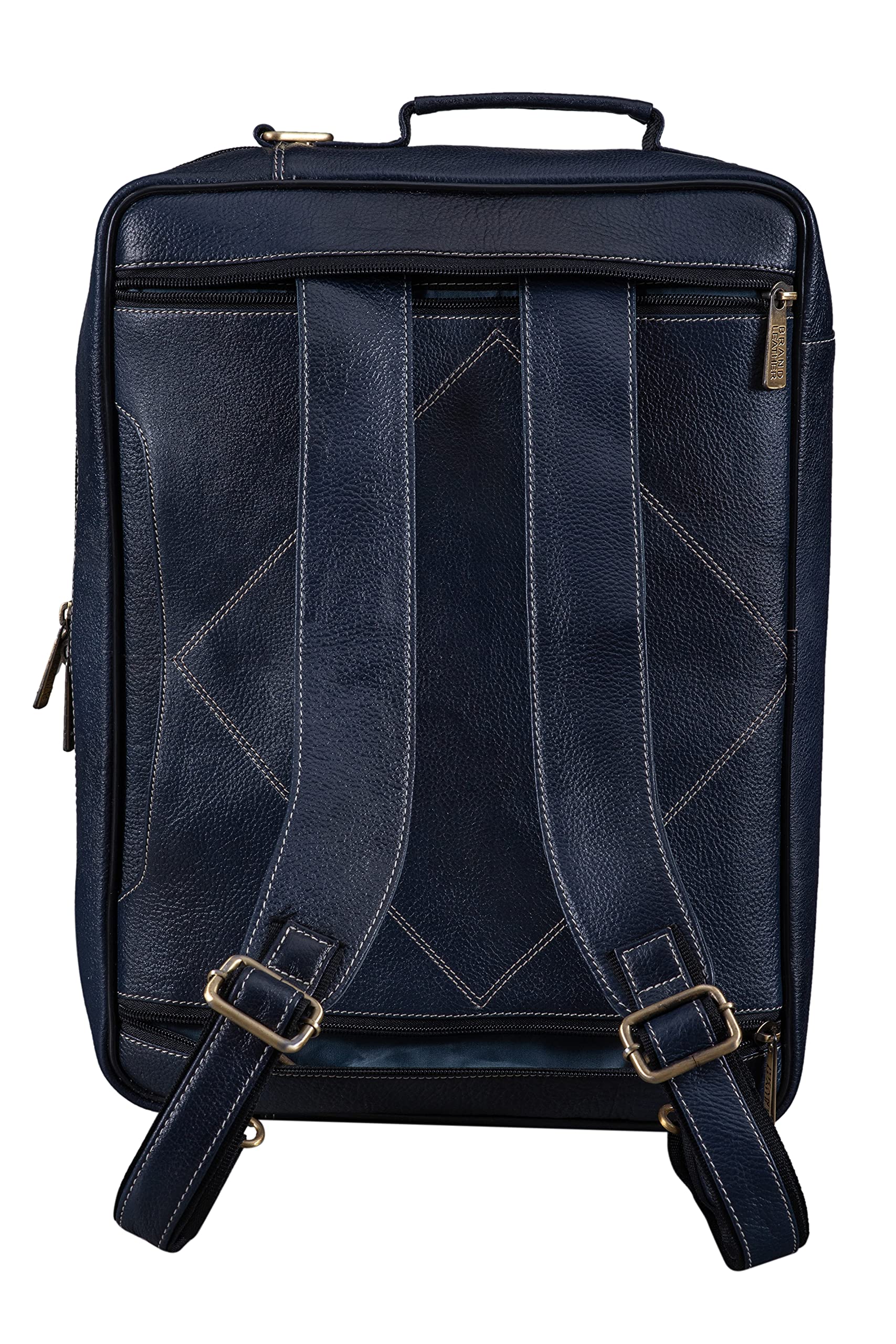 BRAND LEATHER Genuine Leather Convertible Backpack 16" Laptop Messenger- image 7