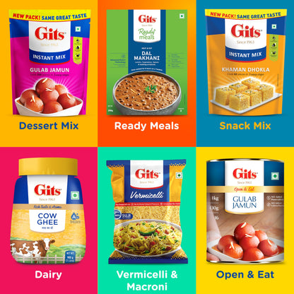 Gits Open & Eat Mini Gulab Jamun, 30 Pieces Per Can, Mouth-Watering Indian Mithai, 1Kg
