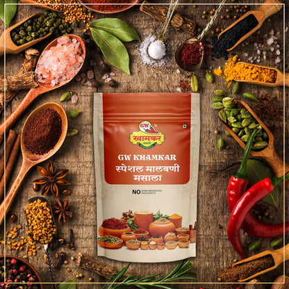 GW Khamkar SPL Malvani Masala | Special Sunday Masale |Traditional Maharashtrian Blend |Cold Pressed |All-in-One Masala | Traditional secret recipe | For Veg & Non-Veg Dishes | Authentic Taste| No Artificial colour and Preservatives | Pack of 1 -185GM