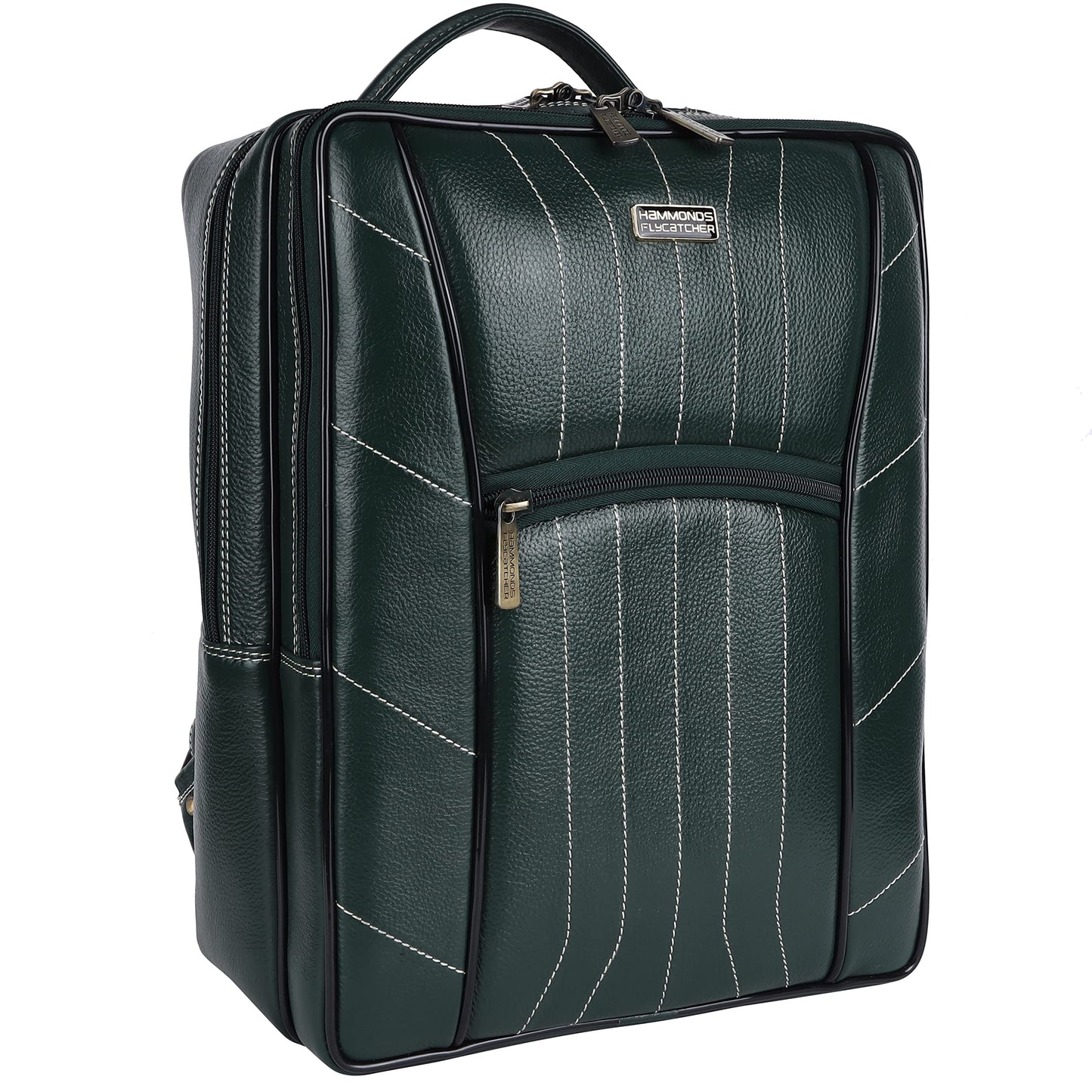 HAMMONDS FLYCATCHER Genuine Leather Laptop Backpack for Men and Women - Stylish, Spacious Bag with Multiple Compartments, Perfect for College, Work, and Travel - Upto 16 Inch Laptop - Sea Green