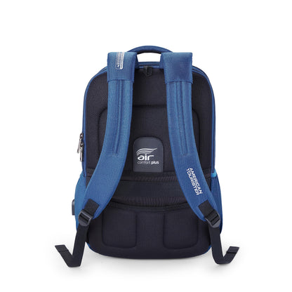 American Tourister Segno Expandable Laptop Backpack Navy |17" Laptop compatible,Lockable Pullers, Rain Cover, Smart Sleeve, Fleece Pocket, Tractum Suspension and Internal Organiser for Men and Women