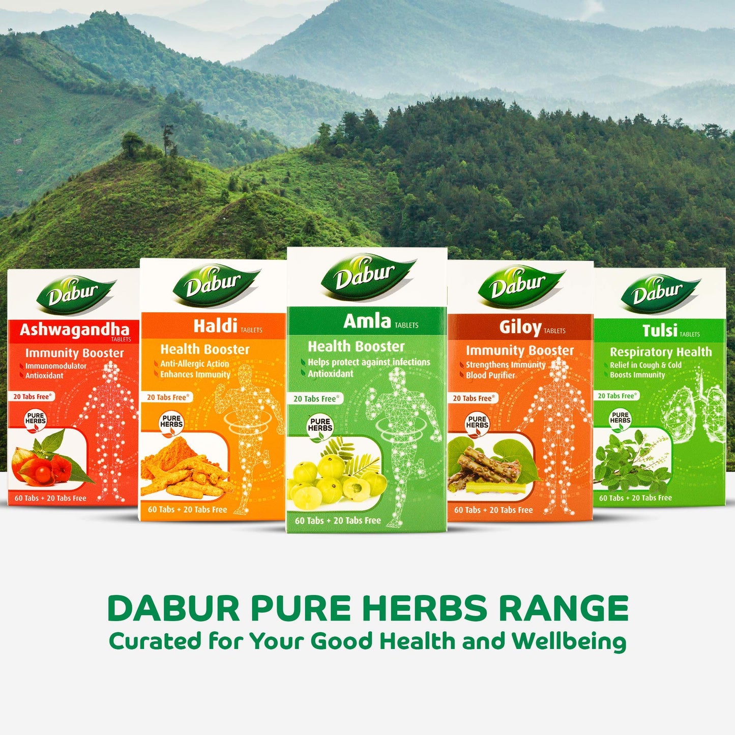 DABUR Amla Tablet - Health Booster | Rich in Antioxidants | Provides Protection against Infections | Pure herbs 60 tabs ( Get 20 tabs free)