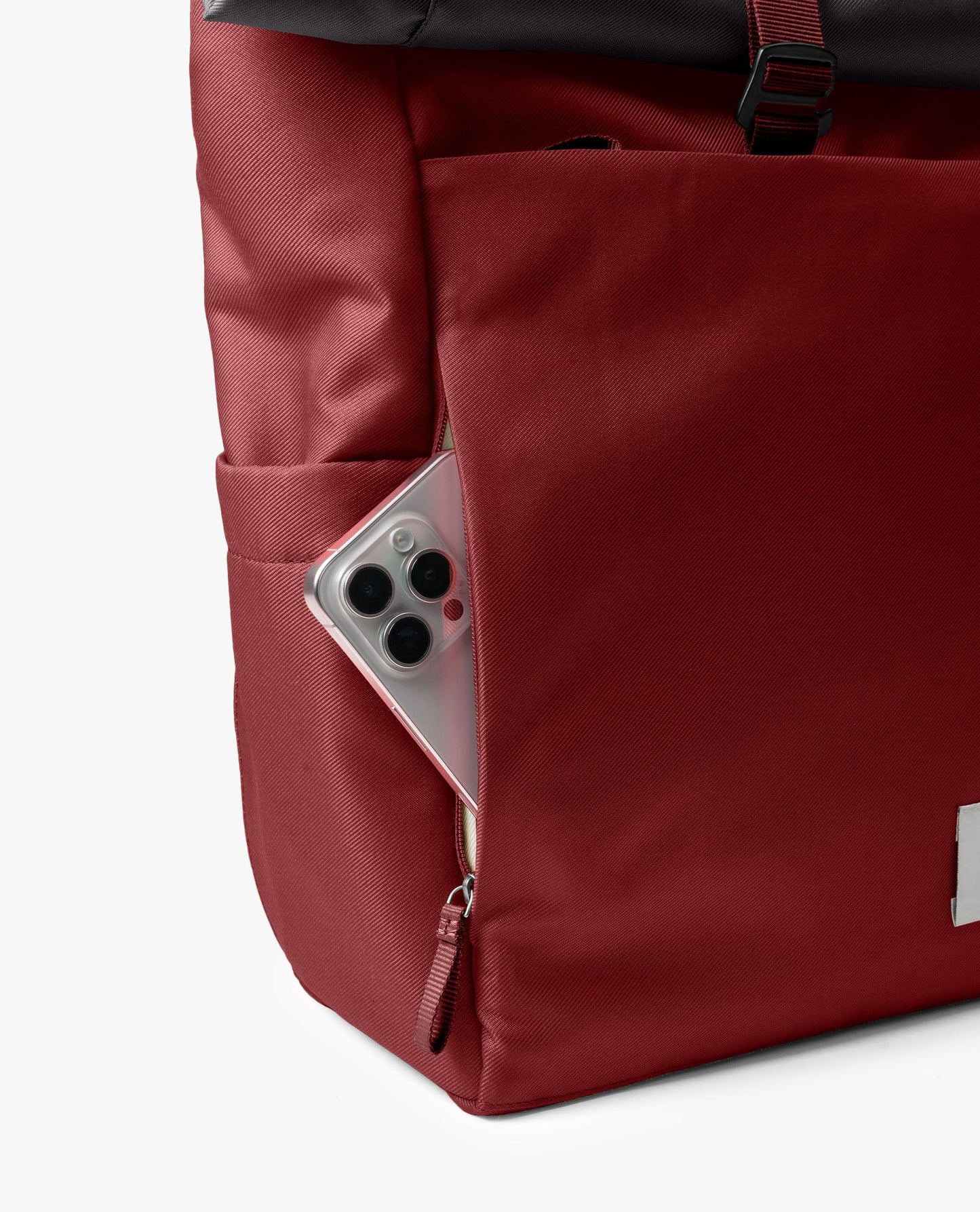 DailyObjects PET Charcoal-Red Clay Miles Roll Top Backpack (17L) for Office & Daily Use| 100% Recycled | Travel Bag | Fit any Laptop Upto 14 Inch | Multifunctional Adjustable Straps & G-Hook closure