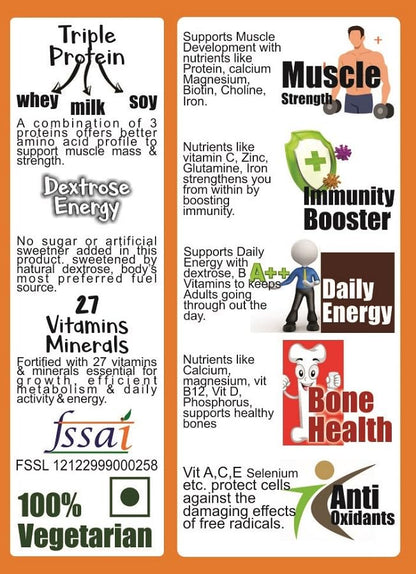 Develo Protein Powder for Men & Women, Whey, Milk & Soy (Triple Protein- image 3