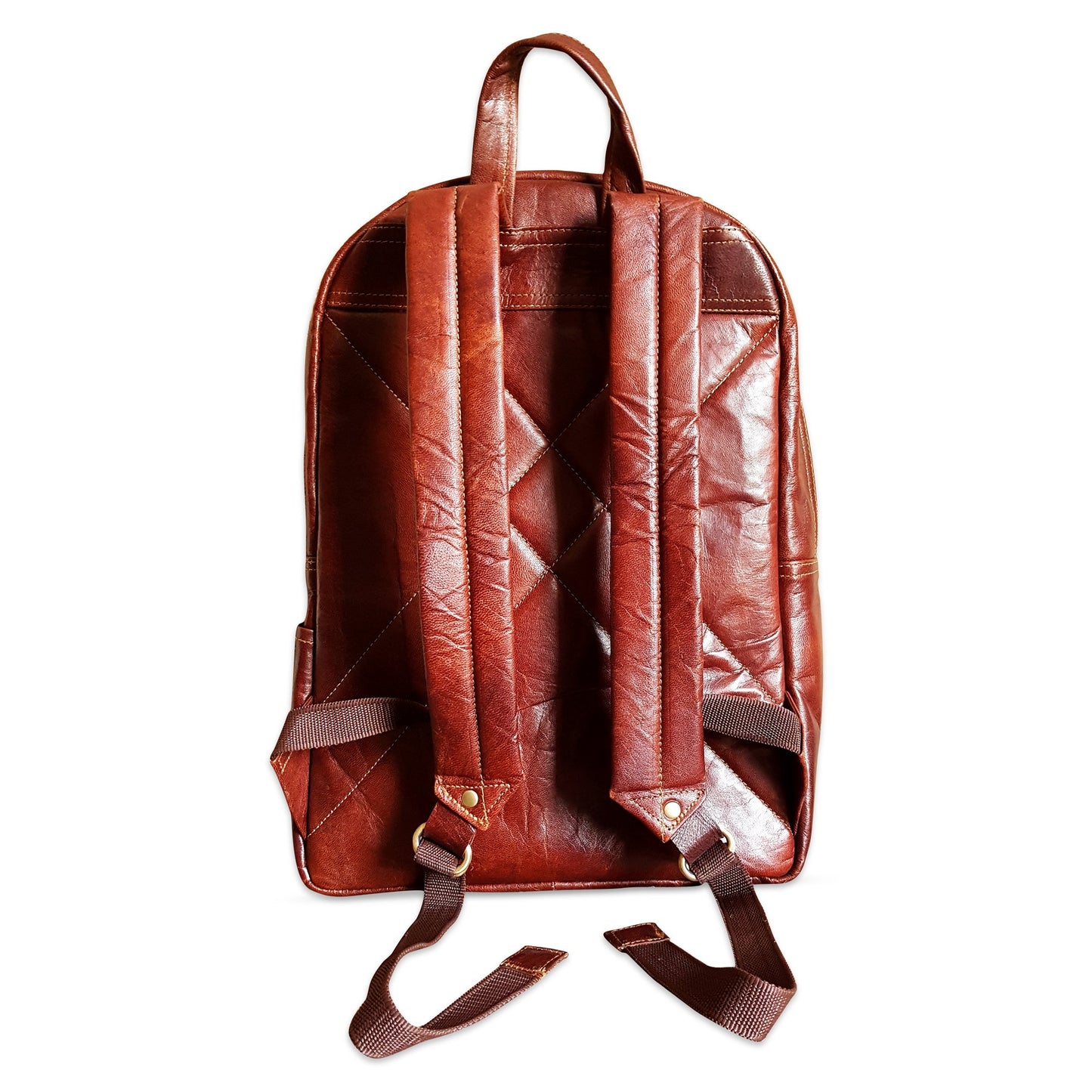 18" Brown Leather Backpack Vintage Rucksack Laptop Bag Water Resistant- image 6