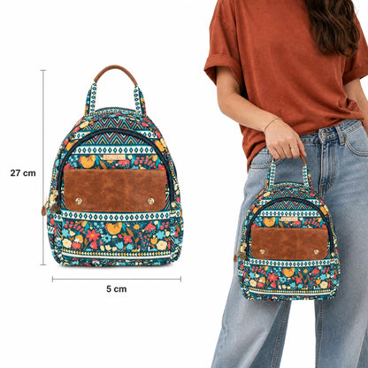 Chumbak Women's Laptop Backpack, Stylish Canvas Bag for Office, College & Travel, Lightweight and Spacious Daypack for Girls, Fits 15-Inch Laptop