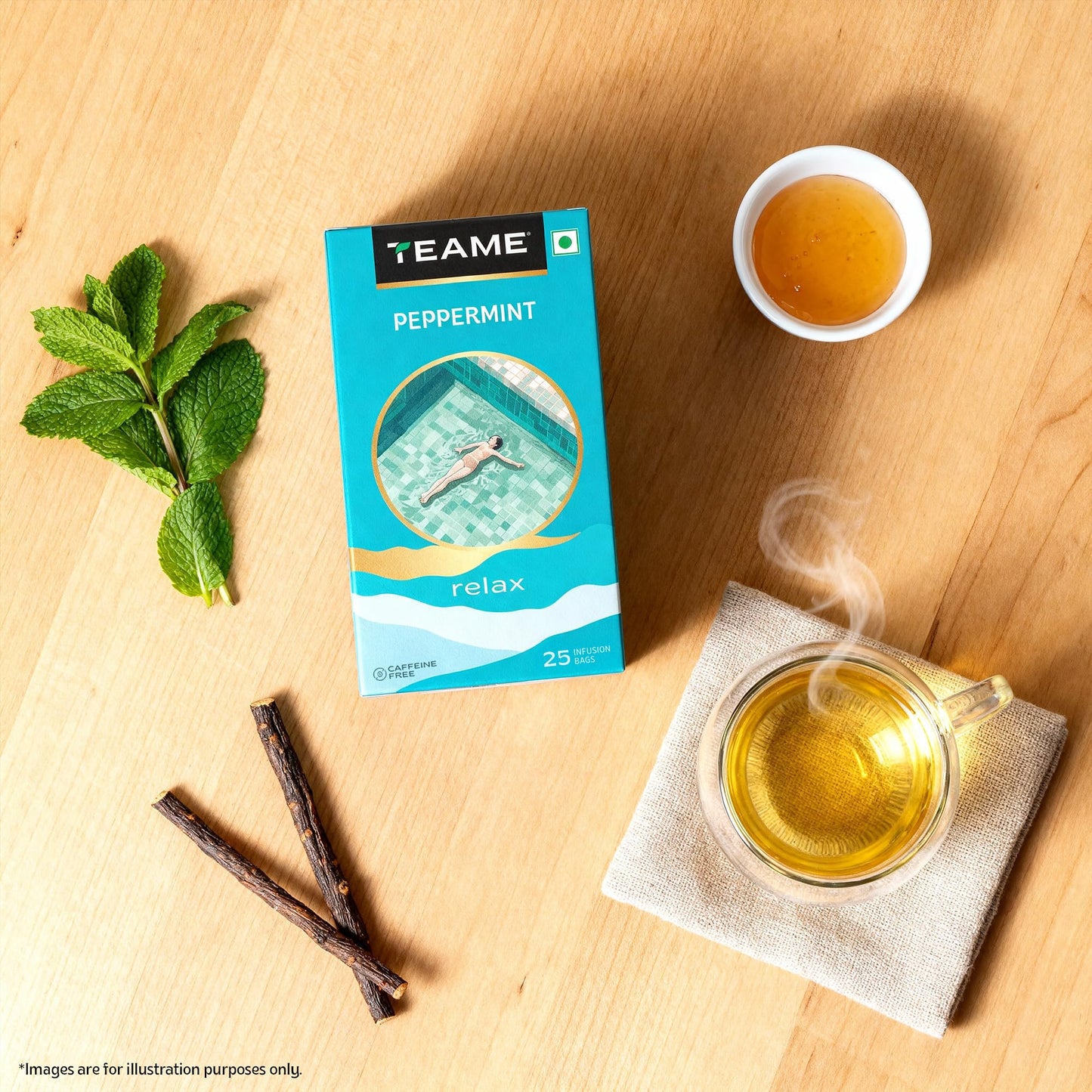 TE-A-ME Peppermint Tea - 25 Tea Bags | Pure Peppermint & Licorice Root