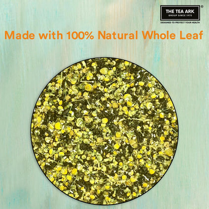 The Tea Ark Chamomile Tea Bags (25 Count) | Herbal Green Tea | Natural Whole Flower Buds of Chamomile | Individually Wrapped Pyramid Tea Bags (25 Tea Bags)