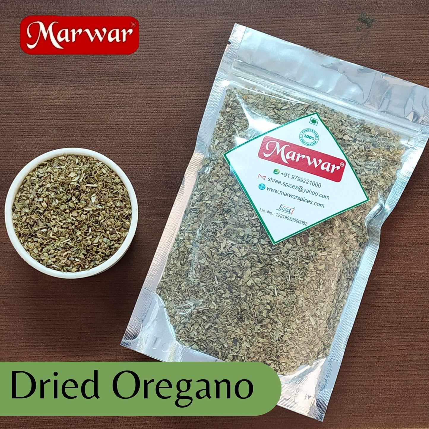 Marwar Oregano Leaves Dried and Crushed Oregano Flakes for Pizza, 200 Grams
