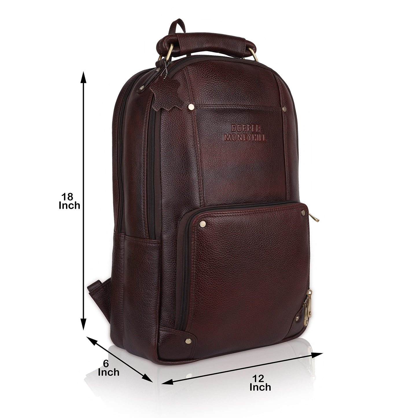 DORPER MONEYHILL Leather Executive Office Backpack Water Resistant Anti Theft Laptop Backpack Professional Bag For Men Women-24 Litres Capacity (Dark Brown, Leather)