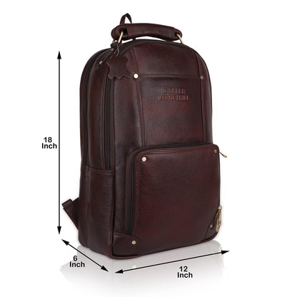DORPER MONEYHILL Leather Executive Office Backpack Water Resistant Anti Theft Laptop Backpack Professional Bag For Men Women-24 Litres Capacity (Dark Brown, Leather)