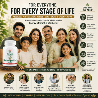 Moolveda Ashwagandha Tablets | Energy, Stress Relief and Immune Support | Improves Strength, Energy & Overall Wellbeing | Rejuvenates Mind & Body | 60 Veg Tablets (Pack Of 2)