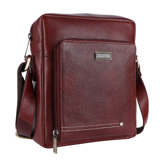 HAMMONDS FLYCATCHER Unisex Genuine Leather Brown Sling Messenger Bag (SB1171BR) (Brown)