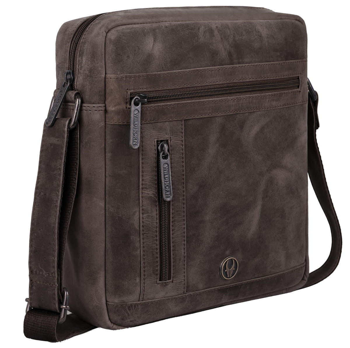 Wildhorn Genuine Leather Sling Bag for Men | Crossbody Shoulder Messenger Bag with Adjustable Strap | Stylish Office, Travel & Casual Bag | Fits Tablets, Wallet, Phone & Essentials (Dark Brown Hunter)