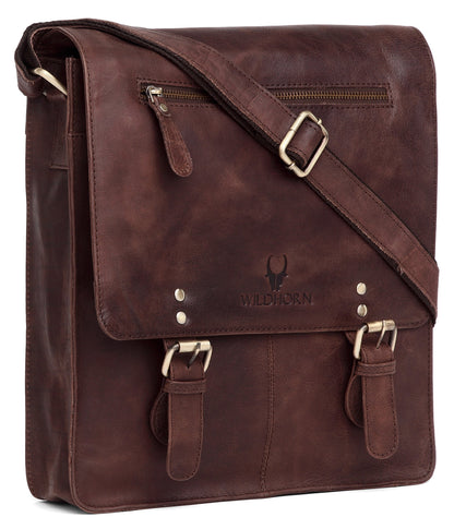 WildHorn Genuine Leather Sling Messenger Bag | Stylish, Functional & Spacious | Buckle Closure | Adjustable Strap | 1-Year Warranty