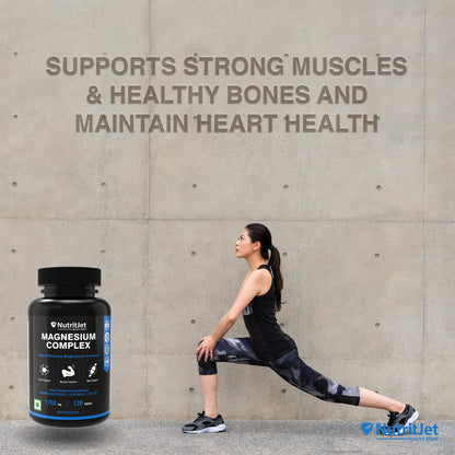 NutritJet Magnesium Glycinate Citrate Malate Complex | Max Absorption, Support Heart, Sleep, Muscle Health, Non-GMO & Gluten Free | 1750mg - For Men & Women 120 Tablets