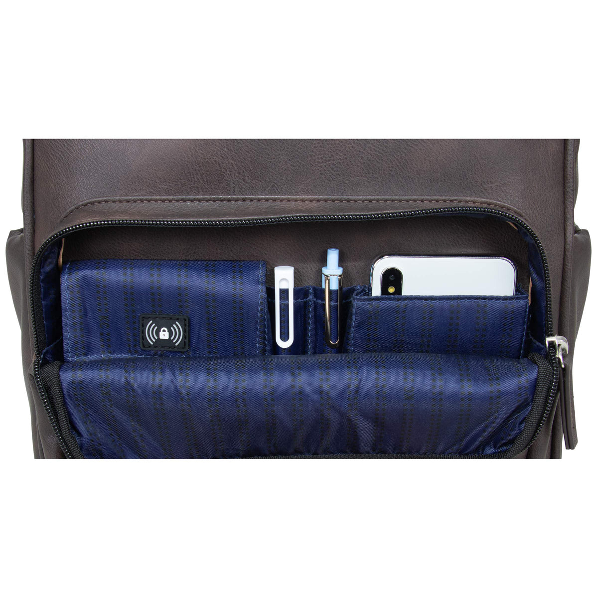 KENNETH COLE Reaction On Track Pack Vegan Leather 15.6” Double Compartment Laptop Backpack With RFID