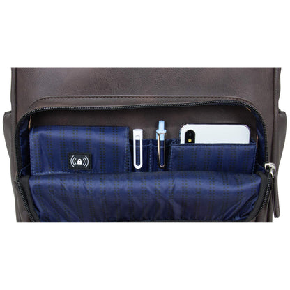 KENNETH COLE Reaction On Track Pack Vegan Leather 15.6” Double Compartment Laptop Backpack With RFID