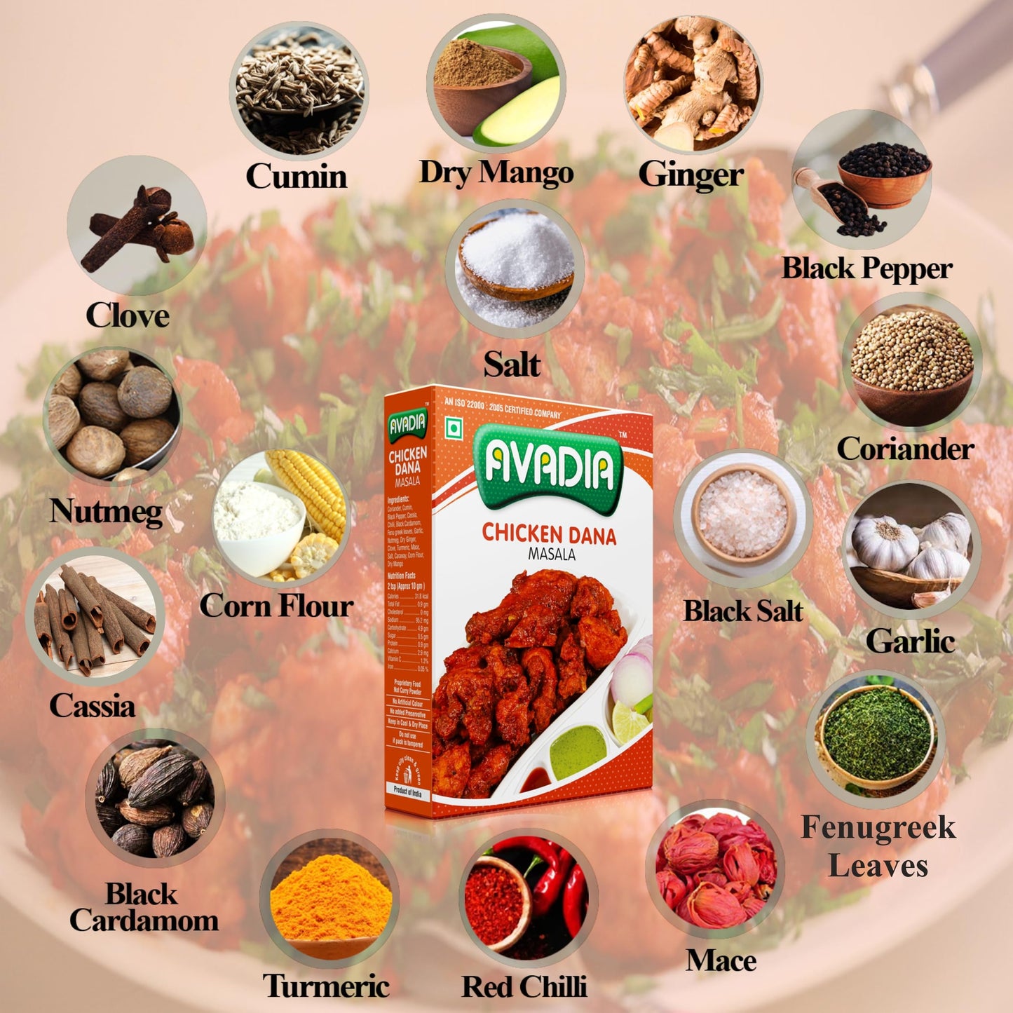 Avadia Chicken Dana Masala (250gm)