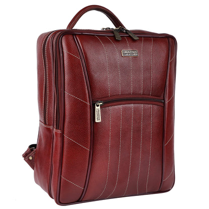 HAMMONDS FLYCATCHER Genuine Leather Laptop Backpack for Unisex - Stylish, Spacious Bag with 3 Compartments, Perfect for College, Work, and Travel - Upto 16 Inch Laptop - Brown