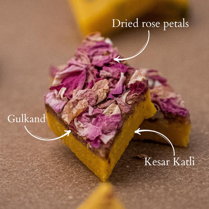 THE SWEET BLEND Rose Kaju Katli 500g | Gulab Gulkand Flavoured Cashew Mithai | Authentic Indian Sweets for Raksha Bandhan - Rakhi