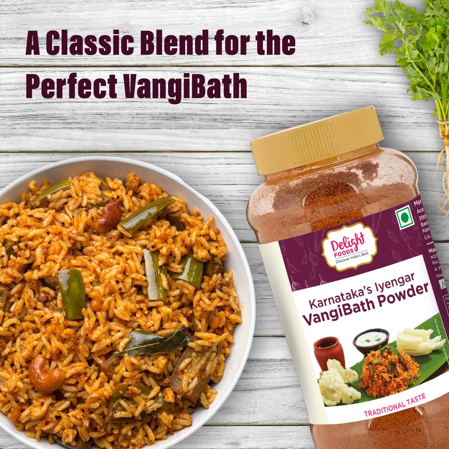 Delight Foods Karnataka Iyengar Vangibath Masalas Powder, 250g