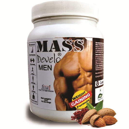 Develo Mass Gainer Protein Powder for Lean Muscle Gain in Men 1kg (Kesar Badam)