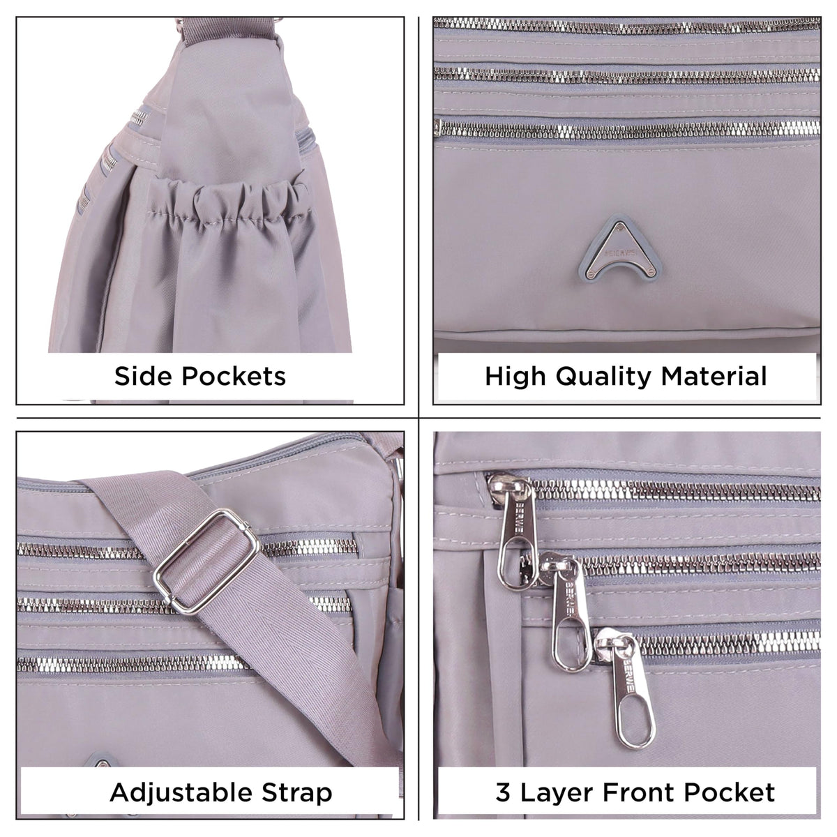 NFI essentials Crossbody Bag for Women, Multi-Layer Stylish Sling Bag for Girls, Nylon Shoulder Bag Purse for Ladies, Multi Pocket Travel Massenger Bag for Woman Latest (Pink)