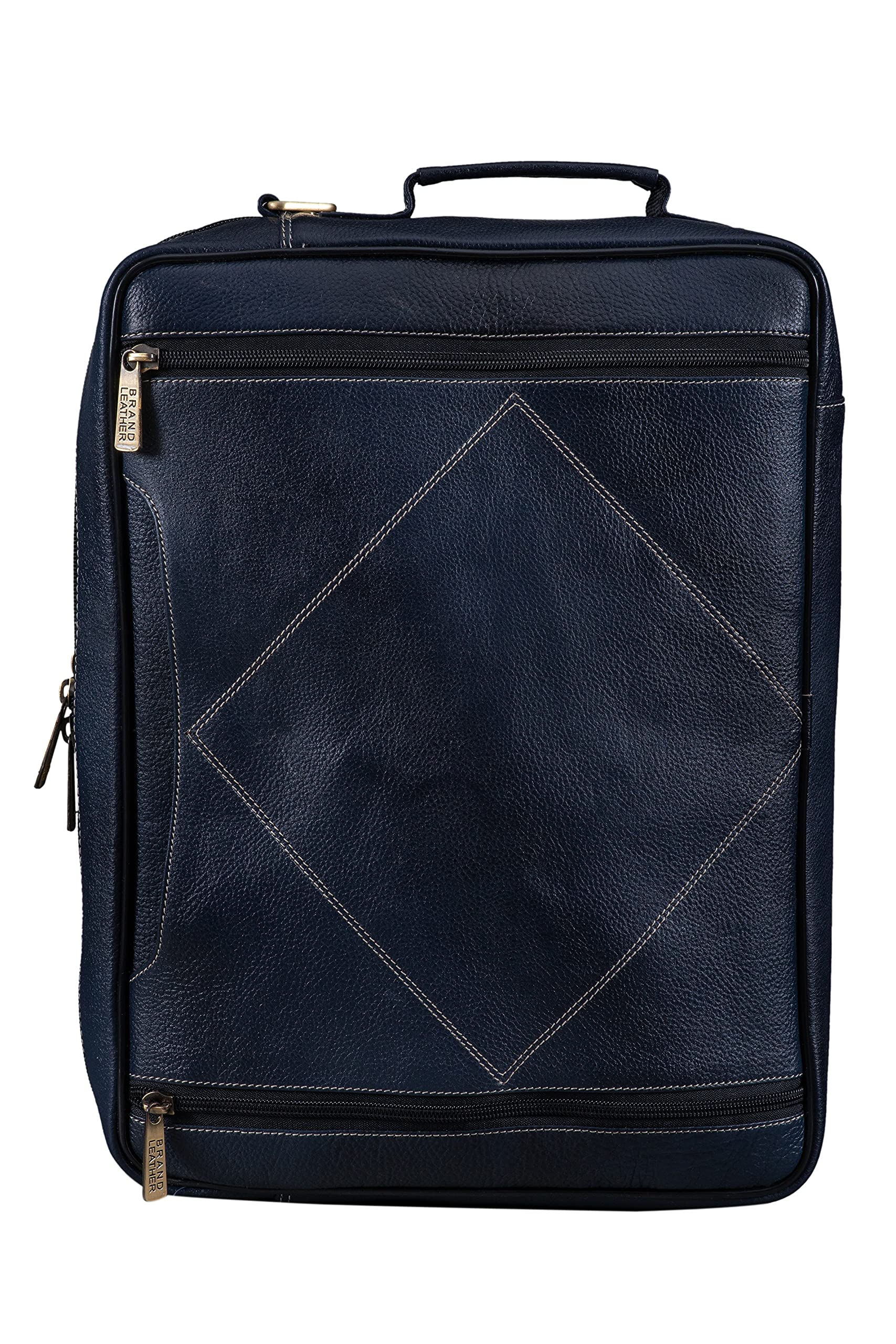 BRAND LEATHER Genuine Leather Convertible Backpack 16" Laptop Messenger- image 8