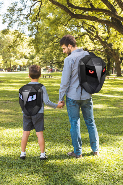 Hookaba Eye Rover LED Backpack 31L | Motorcycle Riding Bag with Programmable Screen | App Control & Water Resistant | Unisex Expandable Daypack for College, Travel, Laptop, Helmet (Eye Rover Junior)