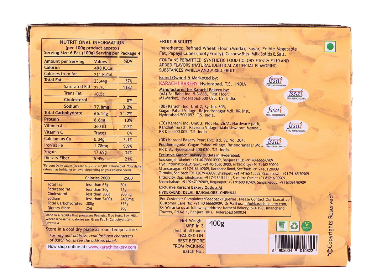 Karachi Fruit Biscuit - Premium, 400 g
