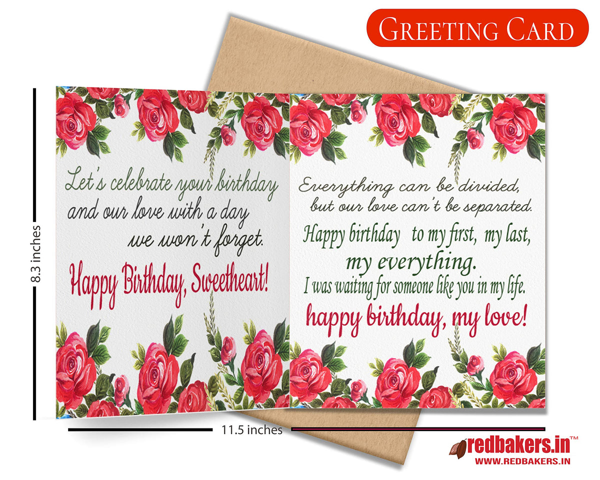 redbakers.in Happy Birthday My Love 12 Chocolate Gift Box & Greeting Card Combo (Darling)