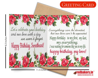 redbakers.in Happy Birthday My Love 12 Chocolate Gift Box & Greeting Card Combo (Darling)