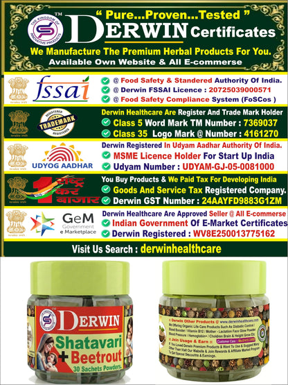 DERWIN Micronised Shatavari & Beetrout Powder | 100% Ultra Fine Herbs & 0% Sugar | Others Brands 20% Shatavari + 80% Sugar | Ultra Micronise Technology | Milk Booster for New Mothers | Female Tonic And Herbal Health Suppliment | Natural Lactation Supprt |