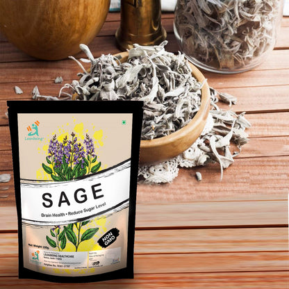 Leanbeing Dried Sage Leaves For Tea (whole) | Smudge Smudging | Energy Reiki | Removes Energy Blocks(100Gms)