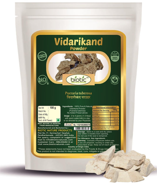 Biotic Natural Vidarikand Powder 100gm - Vidari Kand Churna - Original Bidarikan