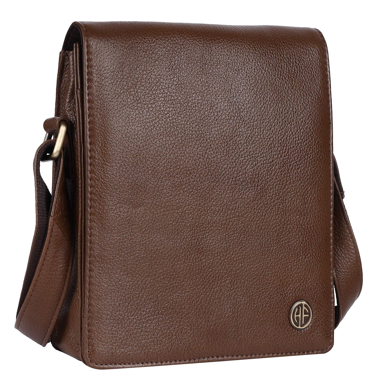 HAMMONDS FLYCATCHER Men's Flycatcher Genuine Leather Sling Bag - Stylish and Spacious Side Bag, Crossbody Bag for Daily Use, Travel - Adjustable Strap, 1 Year Warranty - Brushwood, Brown