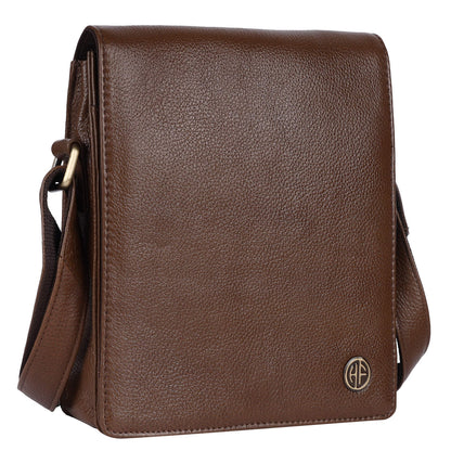 HAMMONDS FLYCATCHER Men's Flycatcher Genuine Leather Sling Bag - Stylish and Spacious Side Bag, Crossbody Bag for Daily Use, Travel - Adjustable Strap, 1 Year Warranty - Brushwood, Brown
