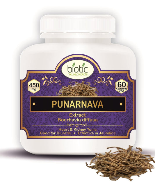 Biotic Punarnava Capsules for Kidney - Boerhaavia diffusa Extract 450mg - 60 Veg