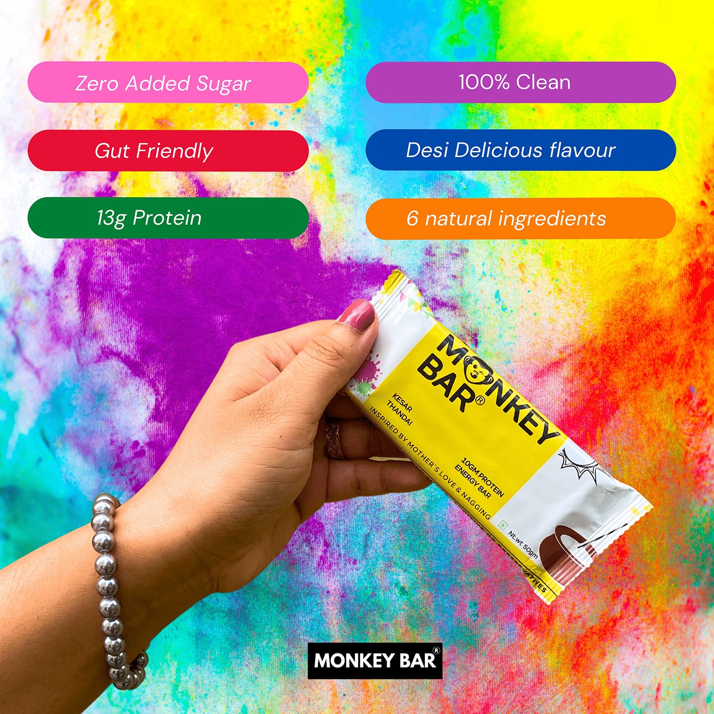 MONKEY BAR - Kesar Thandai Protein Bars - 8 Bars, 50g each, 13g Protein- image 5