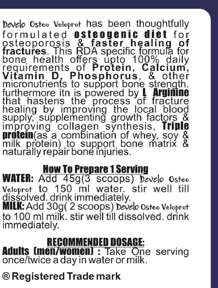 Develo Calcium, Vitamin D3 & Protein Powder for Bone Health & Fracture Healing for Men & Women- 1 kg (Kesar Badam) Flavour
