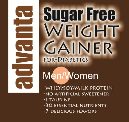 Advanta Sugar Free Weight Gainer Protein for Diabetics 1 kg (Elaichi Pista) + Nutrisugar 75 gm Powder