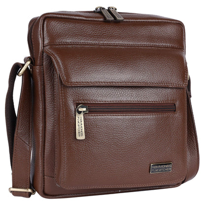 HAMMONDS FLYCATCHER Unisex Adult Genuine Leather Sling Bag, Stylish and Spacious Crossbody Bag for Daily Use, Travel - Adjustable Strap, 1 Year Warranty - Brushwood, Brown